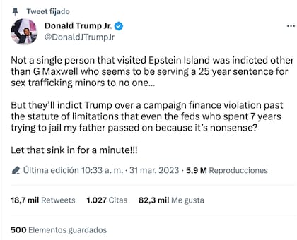 Los hijos de Donald Trump se pronuncian sobre la acusación