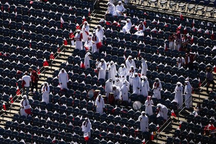 Los hinchas qataríes en el estadio de Seattle
