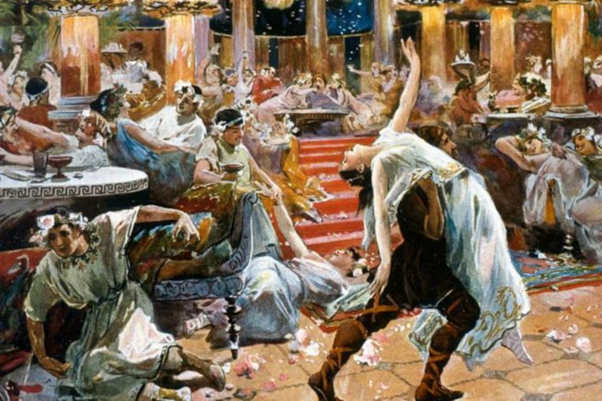 Los historiadores romanos describen suntuosos banquetes, en los que se combinaban sexo y comida.