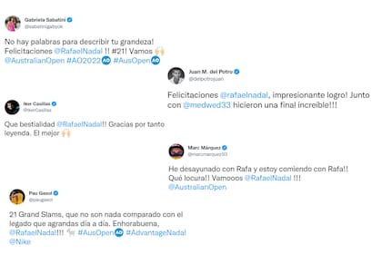 Los homenajes de los deportistas a Rafael Nadal