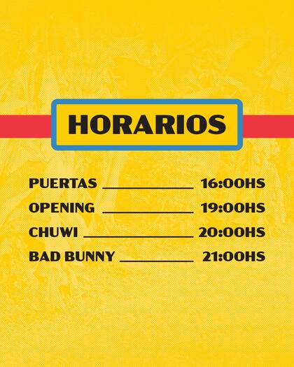 Los horarios del show
