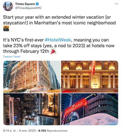 Los hoteles entrarán en las ofertas que Nueva York ofrece a los turistas en su temporada invernal de descuentos