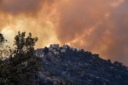 Los incendios avanzaron en la colinas de la región de Kabylie, al este de la capital de Argelia (Photo by Ryad KRAMDI / AFP)