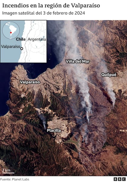 Los incendios en el país trasandino.