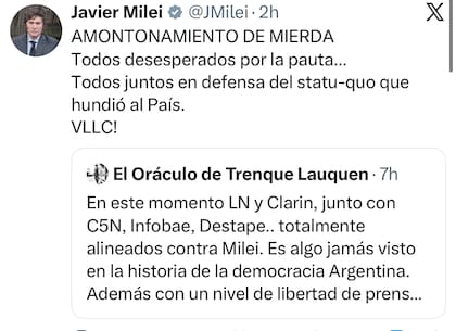 Los insultos de Milei contra el periodismo