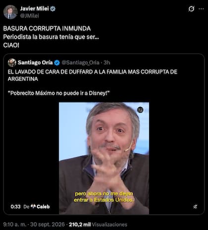 Los insultos del presidente a Duffard - @JMilei