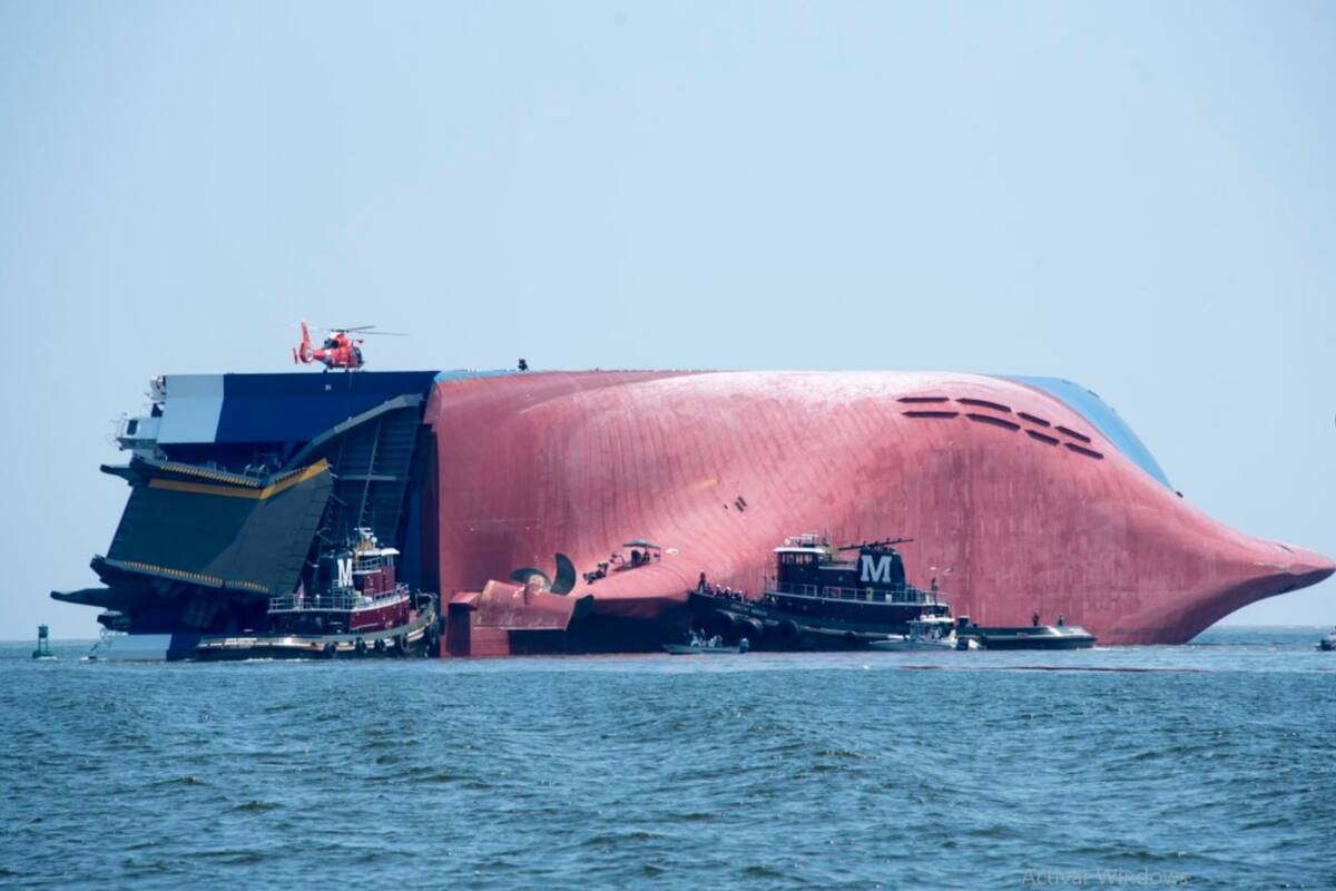 Los intentos por recatar al MV Golden Ray no tuvieron éxito