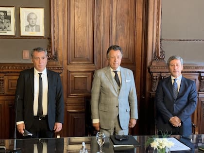Los jueces de la Cámara Nacional Electoral Santiago Corcuera, Alberto Dalla Via y Daniel Bejas