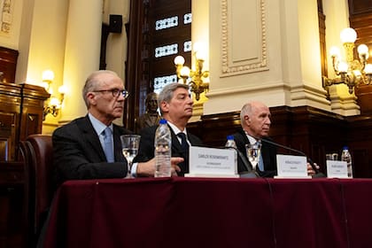 Los jueces de la Corte Carlos Rosenkrantz, Horacio Rosatti y Ricardo Lorenzetti