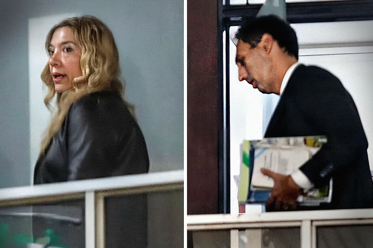 Los jueces Verónica Di Tommaso y Maximiliano Savarino a la salida de la sala donde se desarrolló el juicio por la muerte de Diego Maradona