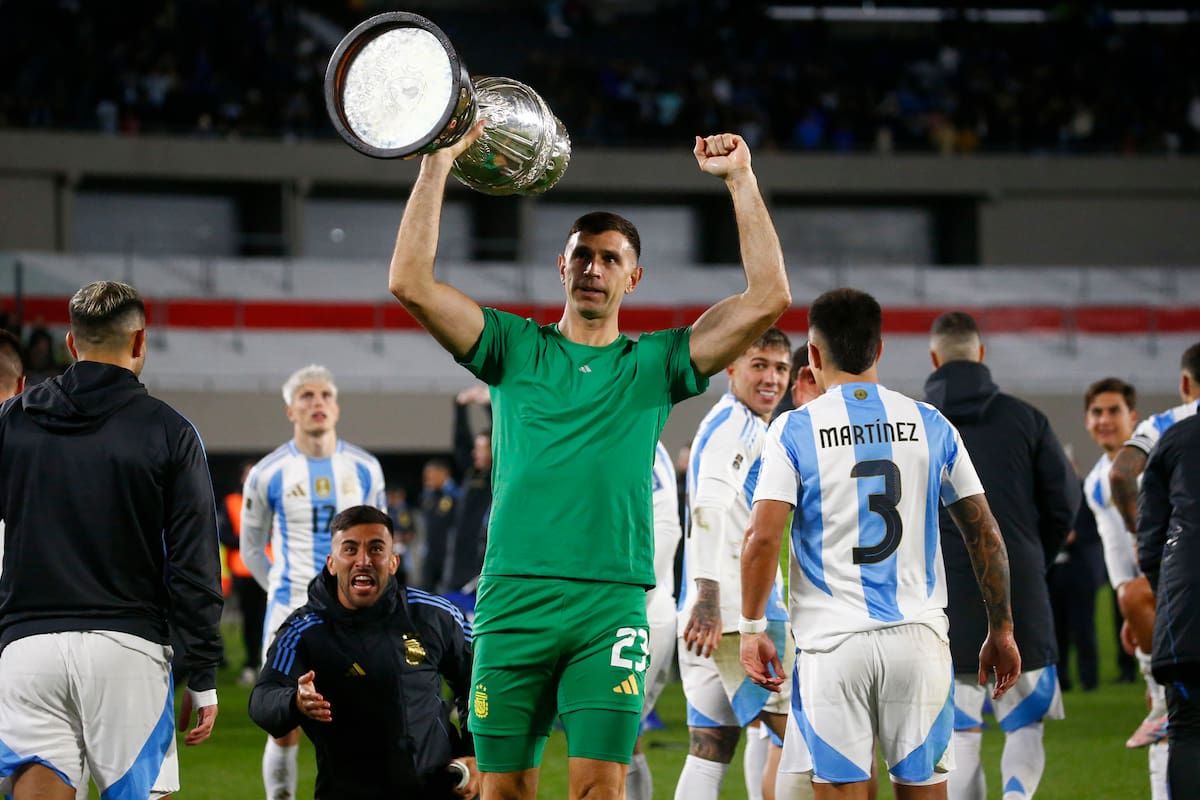 Los jugadores de la selección argentina festejaron con la Copa América