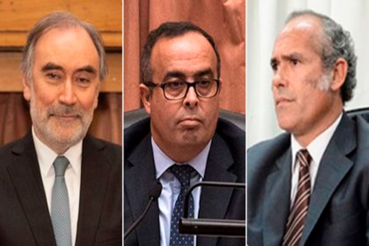 Los magistrados Pablo Bertuzzi, Leopoldo Bruglia y Germán Castelli, a la espera de sentencia firme por la Corte Suprema.