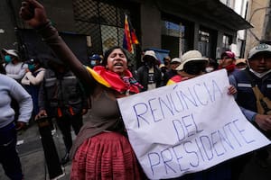 Los manifestante en La Paz, Bolivia