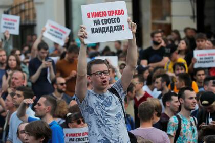 Los manifestantes colmaron las inmediaciones de la alcaldía de Moscú