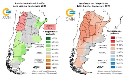 Los mapas que publicó el SMN