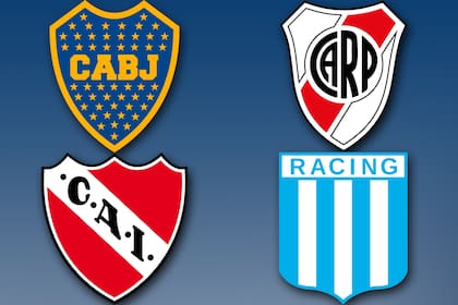 Los máximos campeones del fútbol argentino: Boca, River, Independiente y Racing