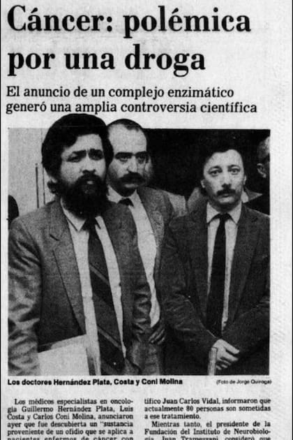 Los médicos que dieron a conocer públicamente sus trabajos con la crotoxina: Hernández Plata, Costa y Coni Molina