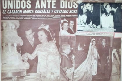 Los medios reflejaron la boda de Marta González y Chiche Sosa en el año 1968
