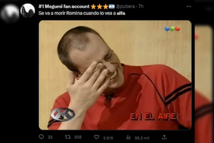 Los memes apuntaron hacia la reacción de Romina ante el ingreso de Alfa (Captura Twiiter)
