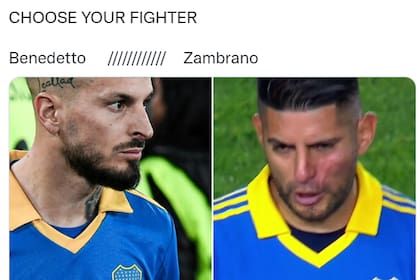 Los memes tras el Boca Racing hicieron mucho foco en la pelea entre Benedetto y Zambrano
