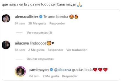 Los mensajes de Ailén Cova a Camila Mayán (Foto: Captura)