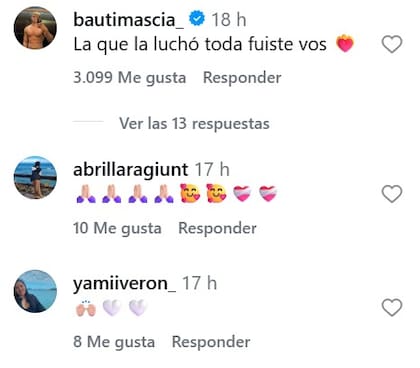 Los mensajes de apoyo no tardaron en aparecer en los comentarios (Captura: Instagram @denisse_belen_gonzalez)