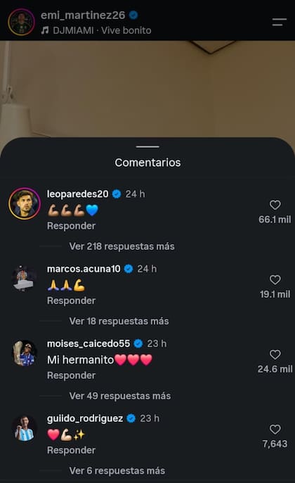 Los mensajes de apoyo para el Dibu Martínez de parte de sus compañeros de selección del pasado y presente