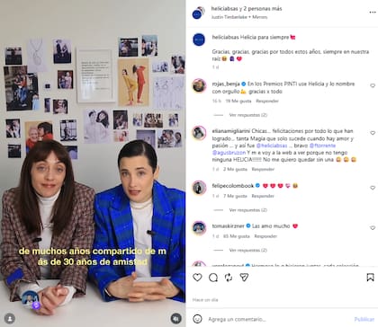 Los mensajes de apoyo y cariño no tardaron en llegar (Foto: Instagram @heliciabsas)