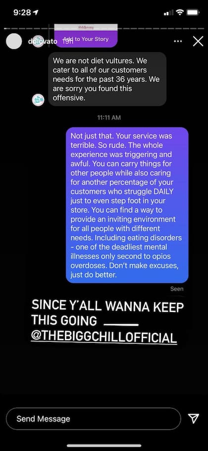 Los mensajes de Demi Lovato a una tienda de yogur congelado