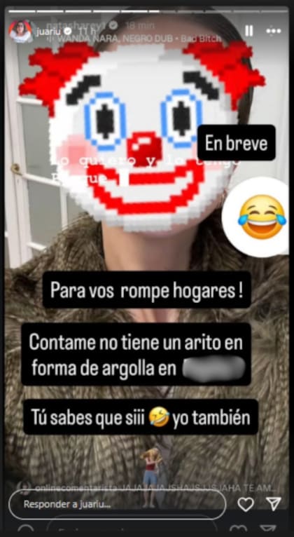 Los mensajes de Natasha Rey tras la respuesta de Icardi (Foto: Instagram @juariu / @natasharey1)