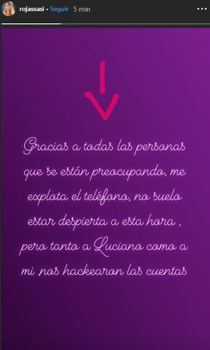 Los mensajes enigmáticos que se vieron en las cuentas de Rojas y Castro antes de que Sabrina informara que ella y su marido habían sido hackeados