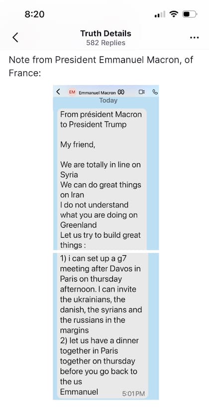 Los mensajes que Macron le envió a Trump