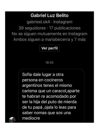 Los mensajes que Sofía Pachano recibe en su cuenta de Instagram