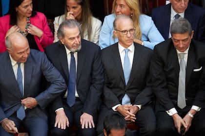 Los miembros de la Corte Suprema de Justicia, Lorenzetti, Maqueda, Rosenkrantz y Rosatti cuando el presidente Javier Milei inauguró el período de sesiones ordinarias del Congreso Nacional