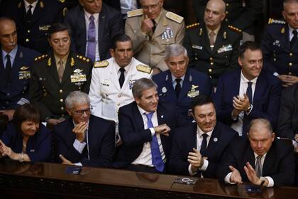 Los ministros, durante el discurso de Javier Milei