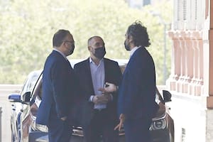 Los ministros Matías Kulfas, Martín Guzmán y Santiago Cafiero, en Casa de Gobierno