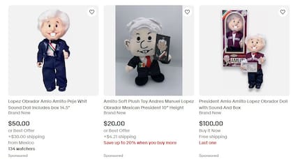 Los muñecos de AMLO se pueden comprar en diversos sitios de comercio electrónico como eBay