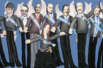 Los muñecos de trapo de Cristina y Néstor Kirchner, entre otros