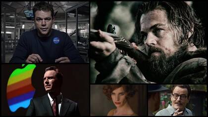 Los nominados a mejor actor son: Matt Damon, Leonardo DiCaprio, Michael Fassbender, Eddie Redmayne y Bryan Cranston