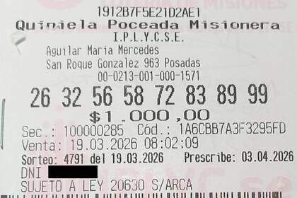Los números de la suerte con los que el anador obtuvo más de $80.000.000 en el sorteo de la Quiniela Poceada Misionera