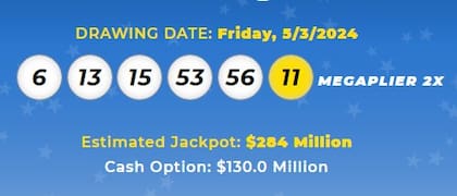 Los números ganadores de Mega Millions del viernes 3 de mayo