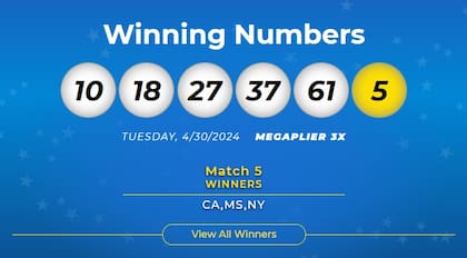 Los números ganadores de Mega Millions del martes 30 de abril de 2024