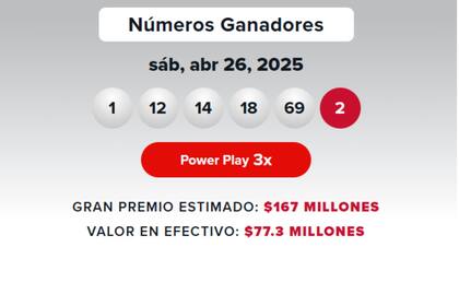 Los números ganadores de Powerball del 26 de abril