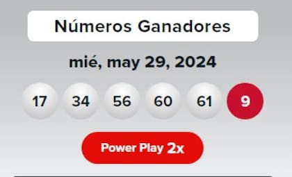 Los números ganadores de Powerball del miércoles 29 de mayo de 2024
