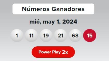 Los números ganadores de Powerball del miércoles 1° de mayo de 2024