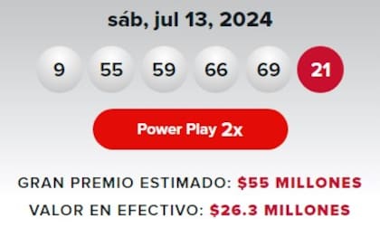 Los números ganadores de Powerball del sábado 13 de julio