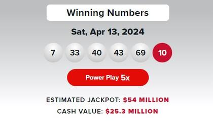 Los números ganadores de Powerball del sábado 13 de abril