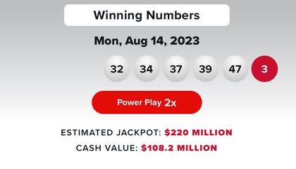 Los números ganadores del Powerball del 14 de agosto