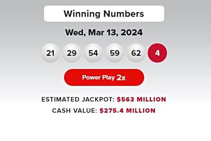 Los números ganadores del sorteo de Powerball del 13 de marzo de 2024