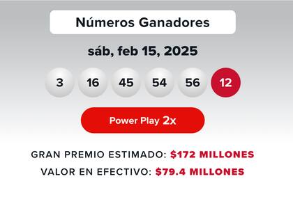 Los números ganadores del sorteo Powerball del sábado 15 de febrero